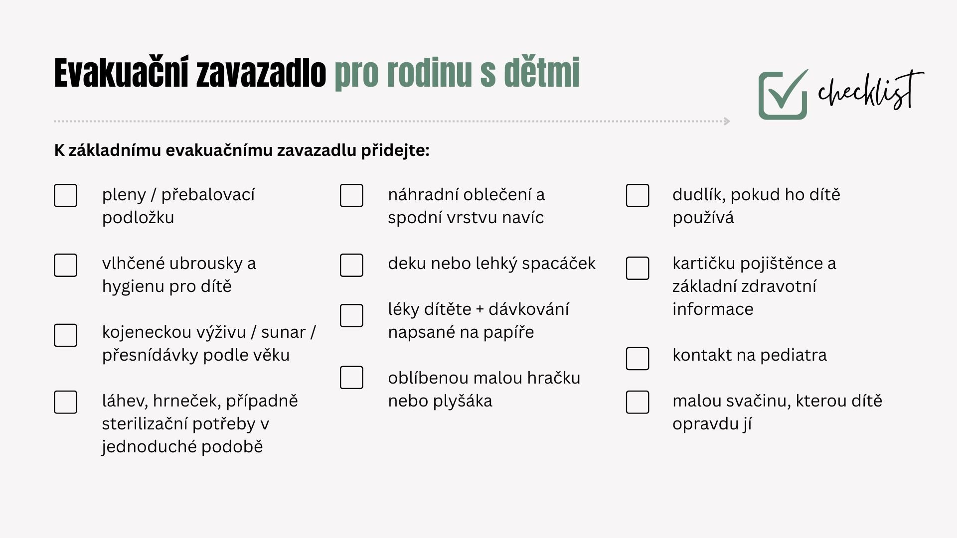 Evakuační zavazadlo pro rodinu s dětmi Evakuační zavazadlo pro rodinu s dětmi