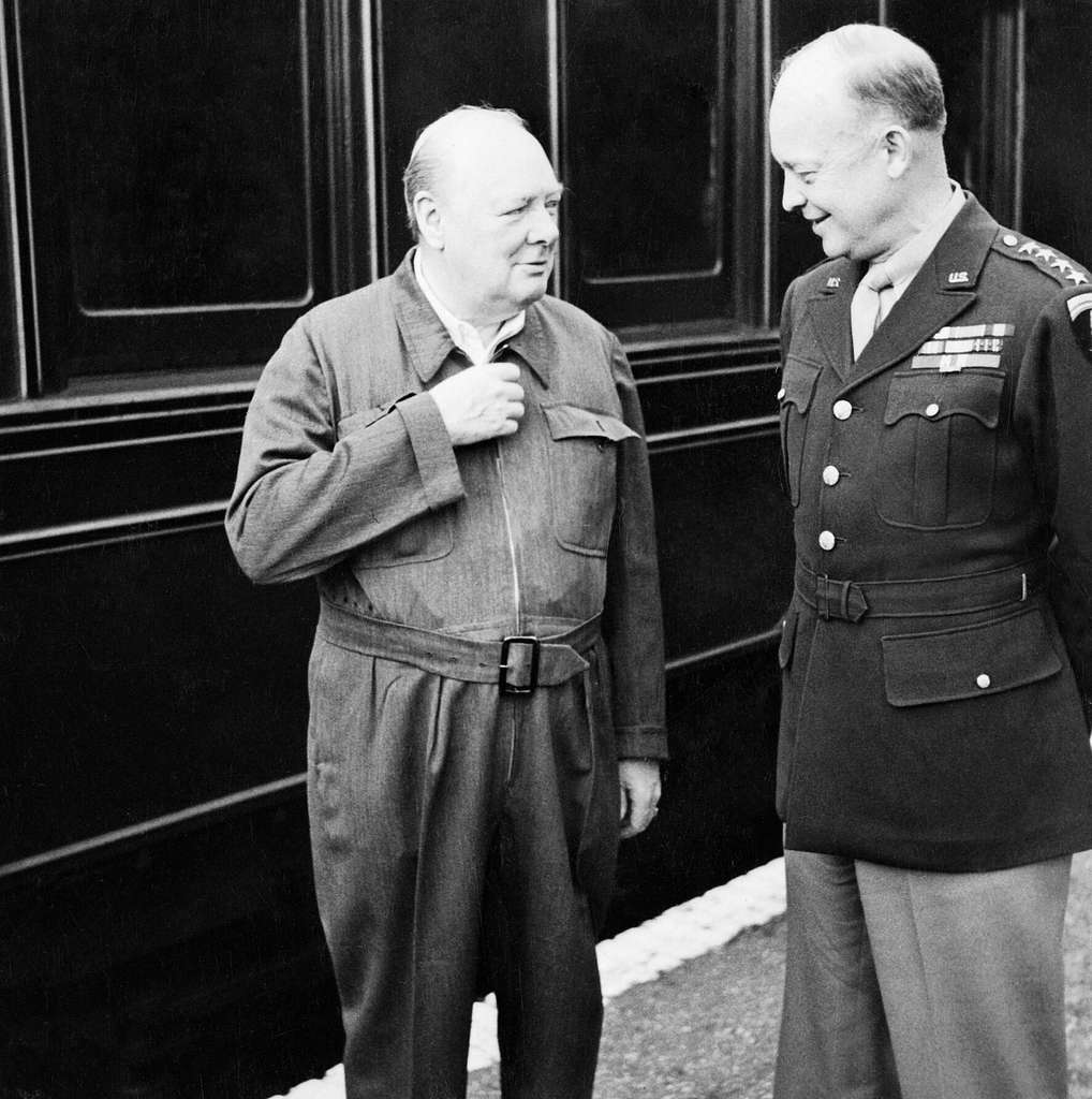 winston-churchill-shows-off-his-famous-siren-suit-to-general-dwight-d-eisenhower-9d565a